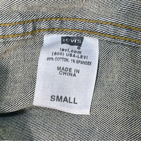 Levis Jean Jacket Denim Trucker Vest Small 90s Boho Indie Festival Cowgirl Y2K - Picture 7 of 16